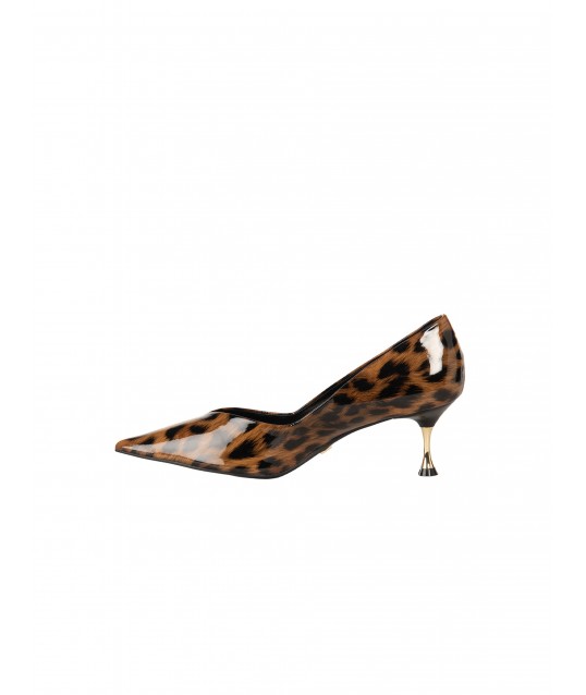 Décolleté Stiletto Maculate Lucide Con Tacco Basso In Metallo Rinascimento