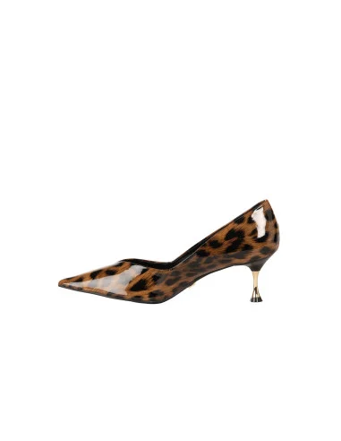 Décolleté Stiletto Maculate Lucide Con Tacco Basso In Metallo Rinascimento