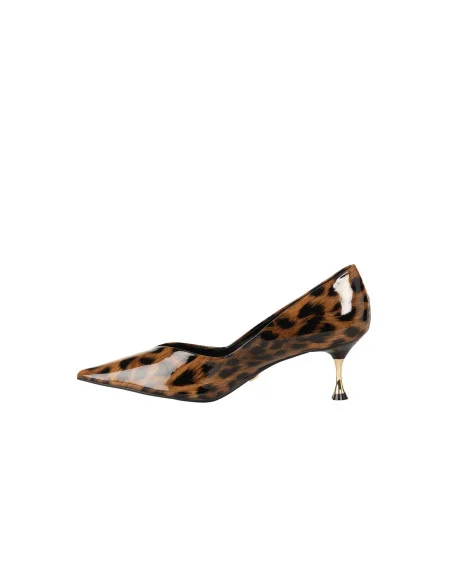Shiny Spotted Stiletto Pumps with Low Metal Heels – Rinascimento