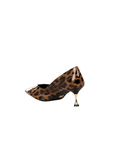 Shiny Spotted Stiletto Pumps with Low Metal Heels – Rinascimento