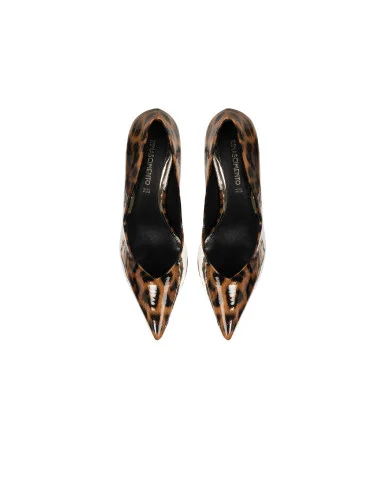 Shiny Spotted Stiletto Pumps with Low Metal Heels – Rinascimento