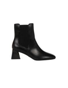 Rinascimento Faux Leather Pointed-Toe Ankle Boots with Trapezoid Heel