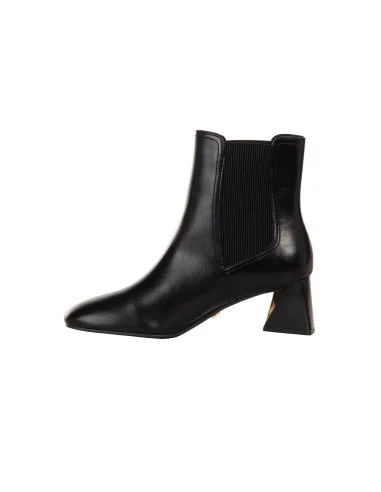 Rinascimento Faux Leather Pointed-Toe Ankle Boots with Trapezoid Heel