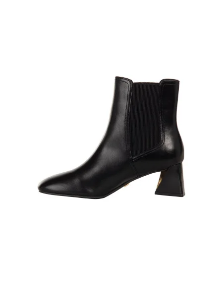 Rinascimento Faux Leather Pointed-Toe Ankle Boots with Trapezoid Heel