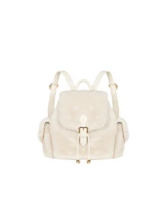 Rinascimento Faux Fur Backpack with Faux Leather Details and Side Pockets