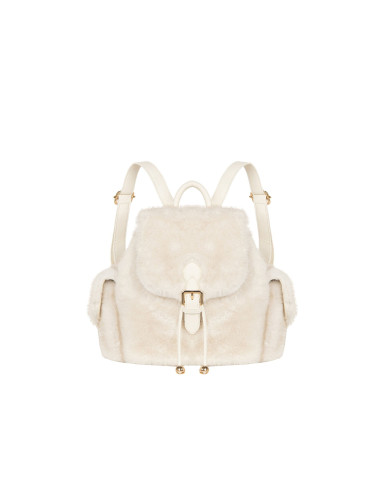 Sac à dos en fourrure synthétique avec détails en simili-cuir et poches latérales « Rinascimento »