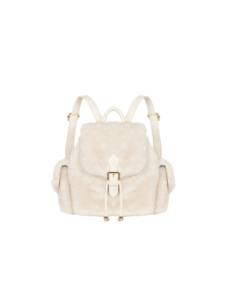 Sac à dos en fourrure synthétique avec détails en simili-cuir et poches latérales « Rinascimento »
