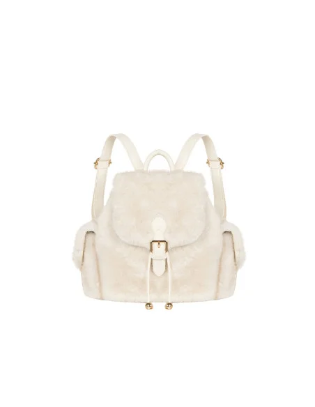 Sac à dos en fourrure synthétique avec détails en simili-cuir et poches latérales « Rinascimento »