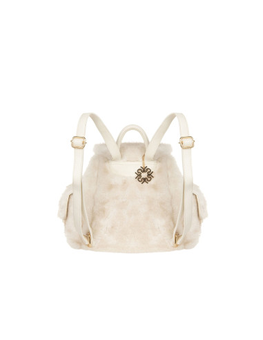 Sac à dos en fourrure synthétique avec détails en simili-cuir et poches latérales « Rinascimento »