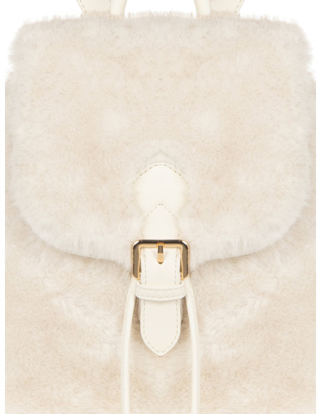 Rinascimento Faux Fur Backpack with Faux Leather Details and Side Pockets