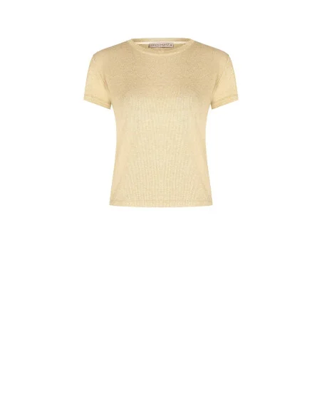 T-Shirt Sfiancata A Coste In Lurex Rinascimento