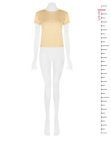 T-Shirt Sfiancata A Coste In Lurex Rinascimento