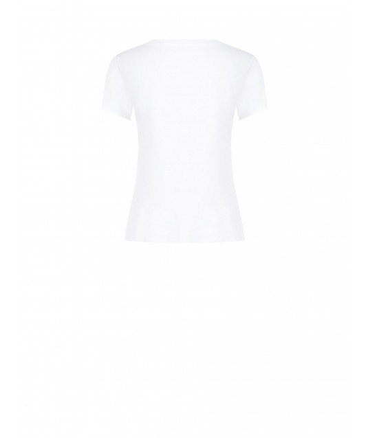 T-Shirt Regular In Misto Cotone Con Stampa Navy E Strass Rinascimento