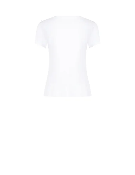 T-Shirt Regular In Misto Cotone Con Stampa Navy E Strass Rinascimento