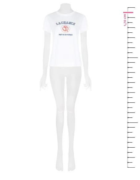 T-Shirt Regular In Misto Cotone Con Stampa Navy E Strass Rinascimento