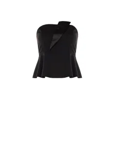 Curvy Peplum Top in Scuba Crepe with Satin Lapel – Rinascimento Curvy