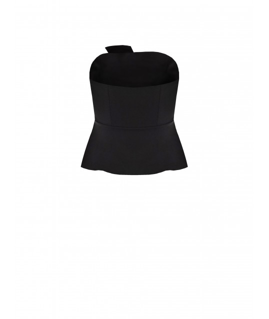 Top Curvy Peplo In Scuba Crepe Con Rever In Raso Rinascimento Curvy