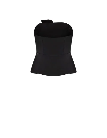 Curvy Peplum Top in Scuba Crepe with Satin Lapel – Rinascimento Curvy