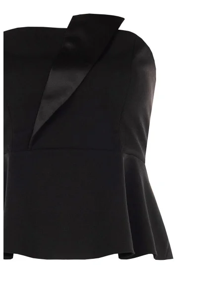 Haut Curvy à basques en crêpe scuba avec revers en satin Rinascimento Curvy