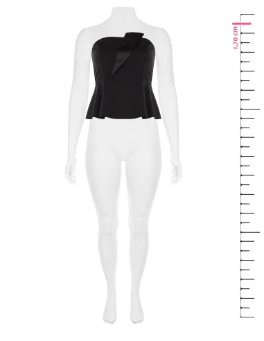 Top Curvy Peplo In Scuba Crepe Con Rever In Raso Rinascimento Curvy