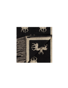 Rinascimento Jacquard Scarf with Deer Motif and Fringes - Vestiti F...