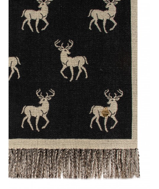 Sciarpa Jacquard Motivo Cervi Con Frange Rinascimento