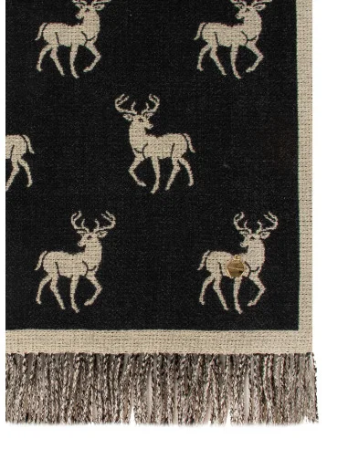 Jacquard Scarf with Deer Pattern and Fringes Rinascimento