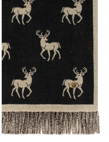 Sciarpa Jacquard Motivo Cervi Con Frange Rinascimento