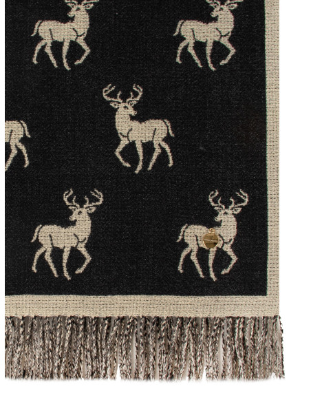 Sciarpa Jacquard Motivo Cervi Con Frange Rinascimento