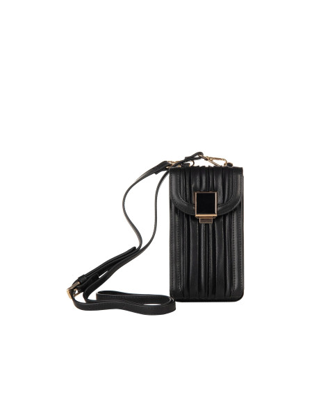 Faux Leather Travel Bag with Pleats and Removable Shoulder Strap Rinascimento