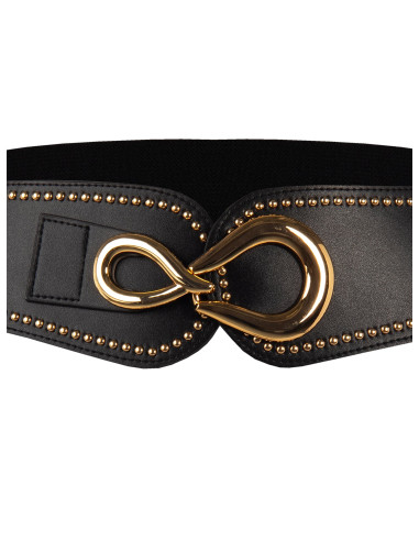 Faux Leather Bustier Belt with Elastic and Studs Rinascimento