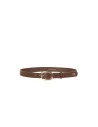 Slim Smooth Faux-Leather Belt with RR Logo Rinascimento