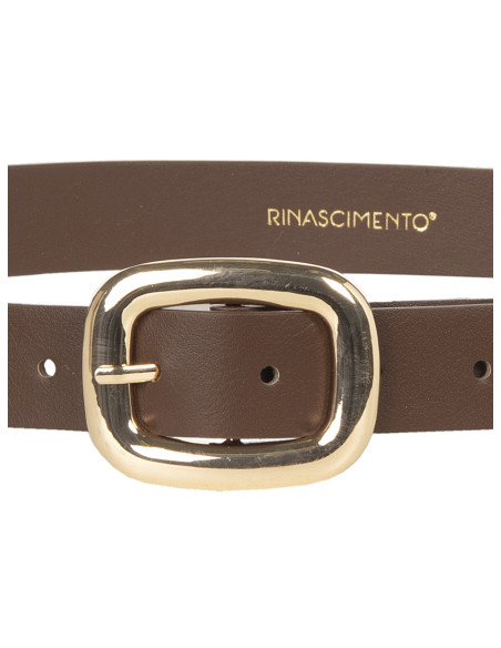 Slim Belt in Smooth Faux Leather with RR Rinascimento Logo - Vestit...
