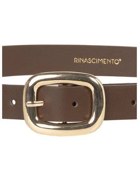 Slim Smooth Faux-Leather Belt with RR Logo Rinascimento