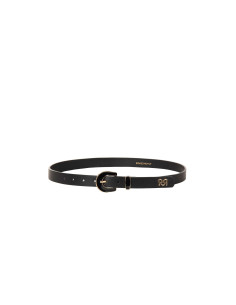 Slim Faux Leather Belt with RR Logo and Tone-on-Tone Polished Buckl...