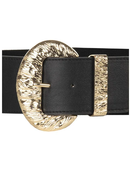 Faux Leather Belt with Elasticated Back and Oversized Buckle Rinascimento