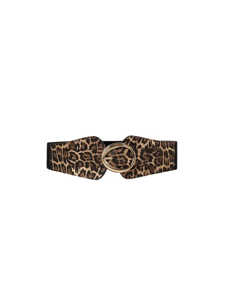 Bustier Belt in Leopard-Print Faux Leather with Elastic Rinascimento
