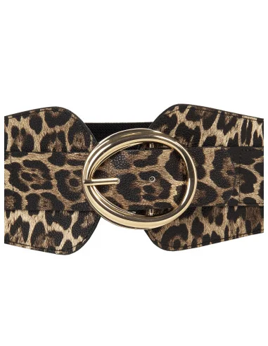 Ceinture bustier en similicuir motif léopard avec élastique Rinascimento