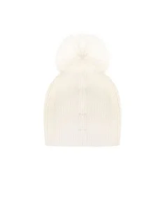 Bonnet en mélange de viscose et d’angora avec motif en lurex et pompon en fausse fourrure Rinascimento 2