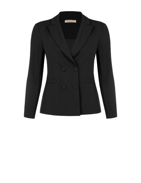 Veste blazer cintrée pour femmes rondes en crêpe scuba avec boutons...