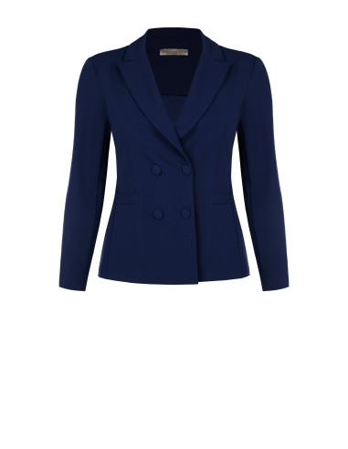 Giacca Blazer Curvy Sfiancata In Scuba Crepe Con Bottoni Coordinati Rinascimento Curvy