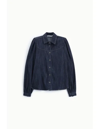 Shirt with a classic collar and loose-fitting long sleeves, please