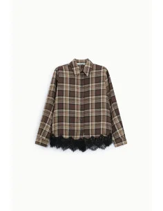 Check-print shirt with lace trim and long sleeves, please 2
