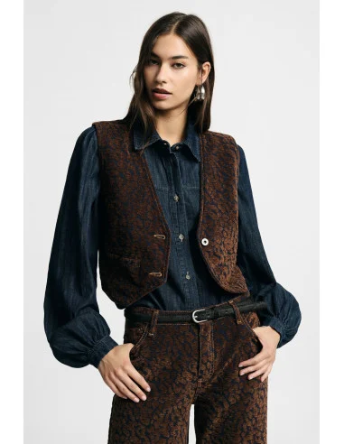 Gilet Corto Fantasia Animalier Bottoni Frontali Please