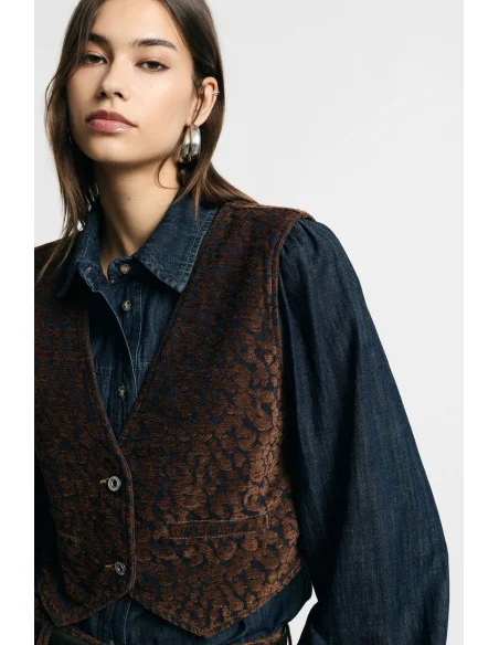 Gilet Corto Fantasia Animalier Bottoni Frontali Please