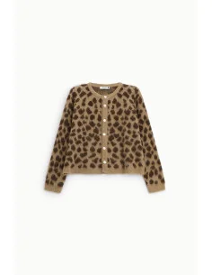Short Cardigan with Leopard-Print Pattern and Buttons – Please 2