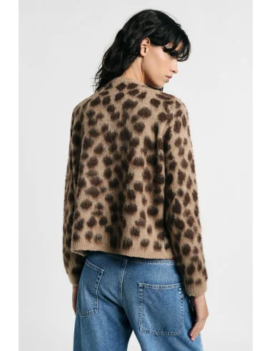 Short Cardigan with Leopard-Print Pattern and Buttons – Please