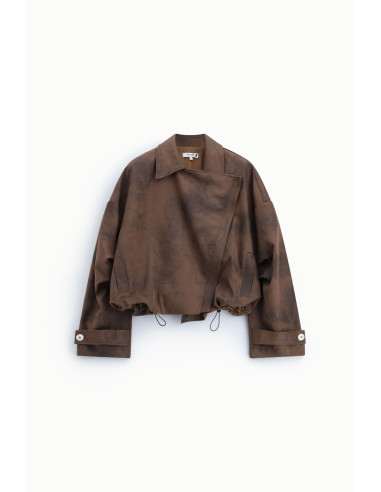 Veste style motard avec fermeture éclair et cordon de serrage Please