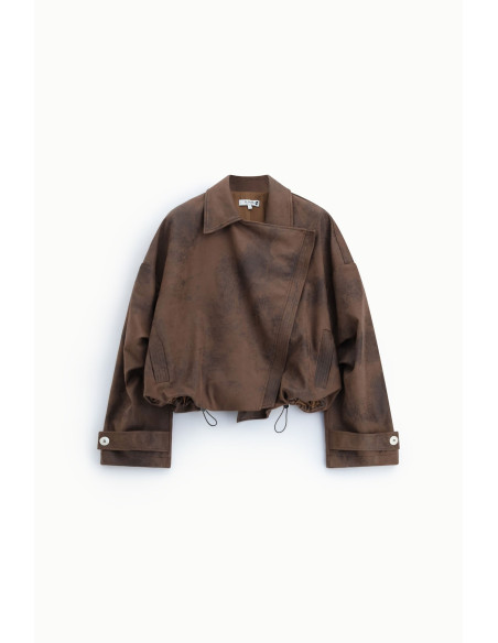 Veste style motard avec fermeture éclair et cordon de serrage Please