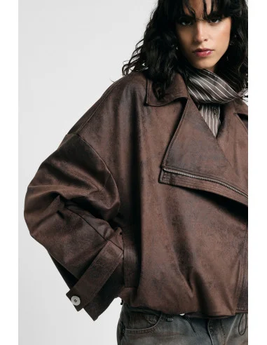 Giacca In Stile Biker Con Zip E Coulisse Please